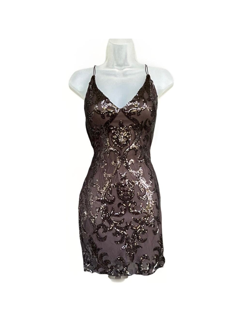 NEW Windsor Black Sequin Strappy Back Mini Party Dress Size Medium Homecoming